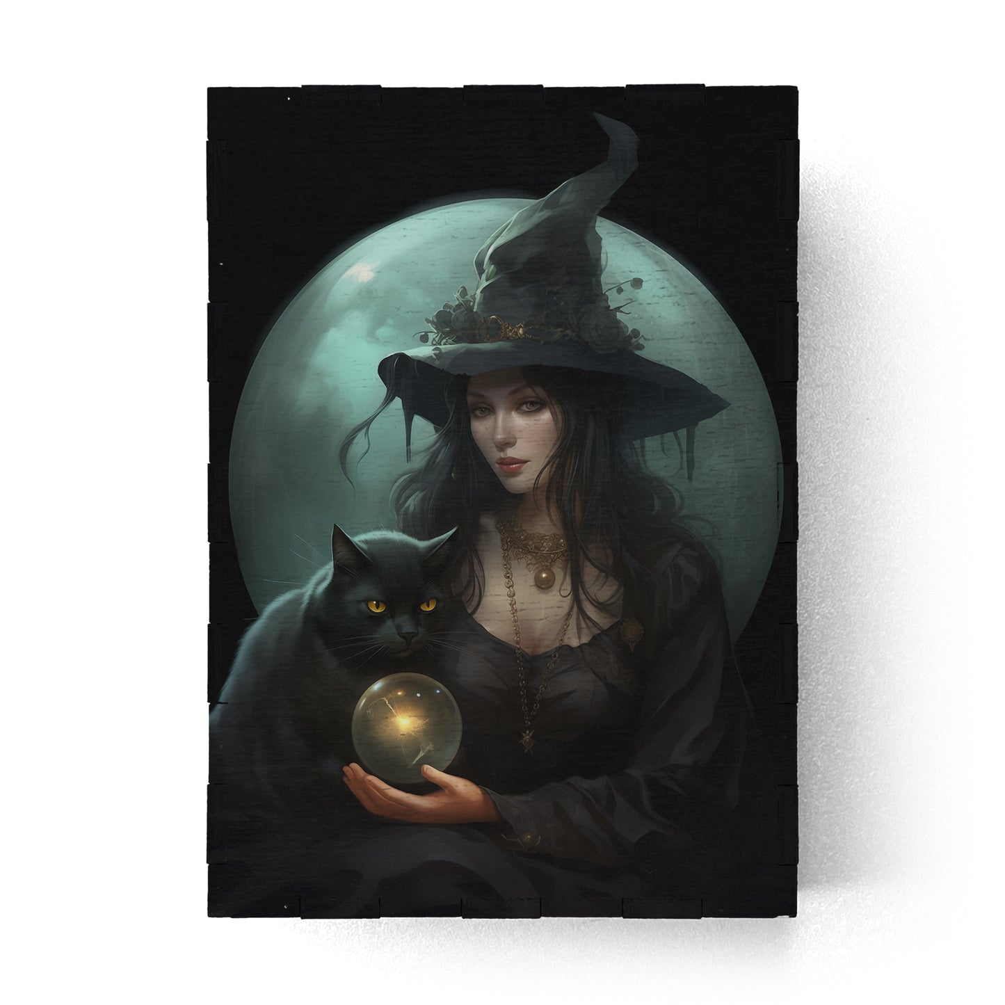 Wooden Box with Print Modern Witch