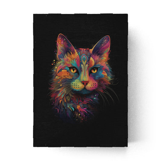 Wooden Box with Print Mysterious Cat
