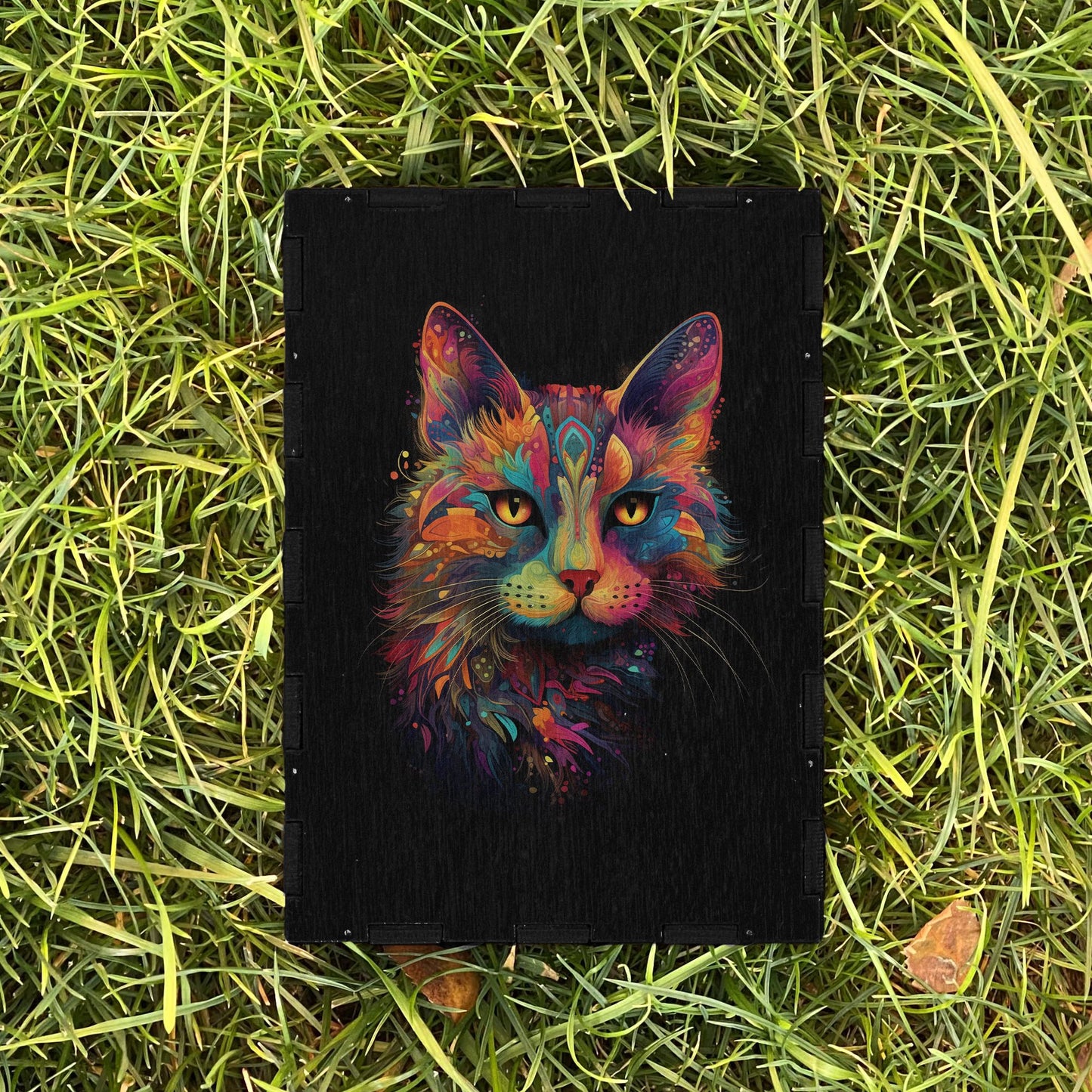 Wooden Box with Print Mysterious Cat