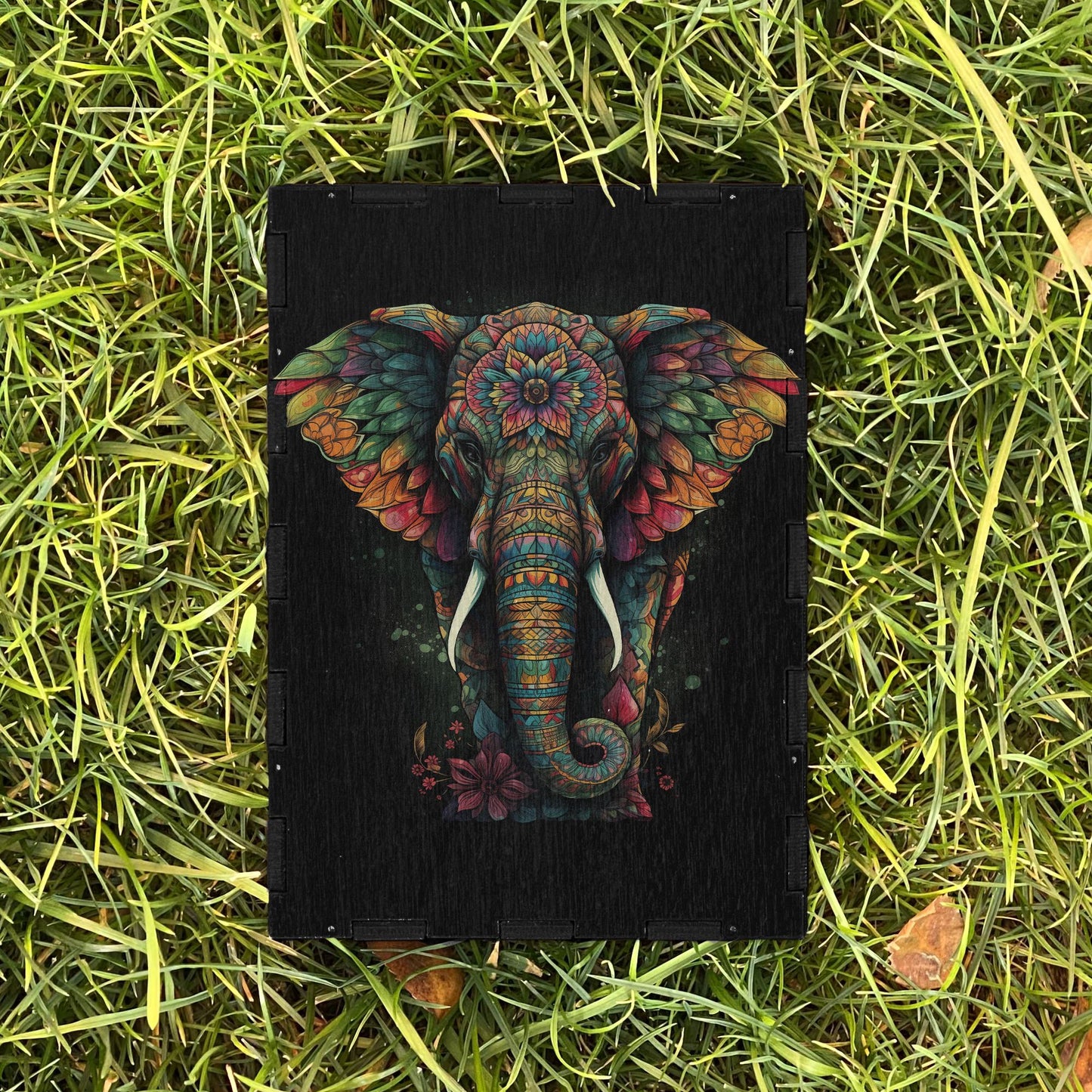 Wooden Box with Print Elephant