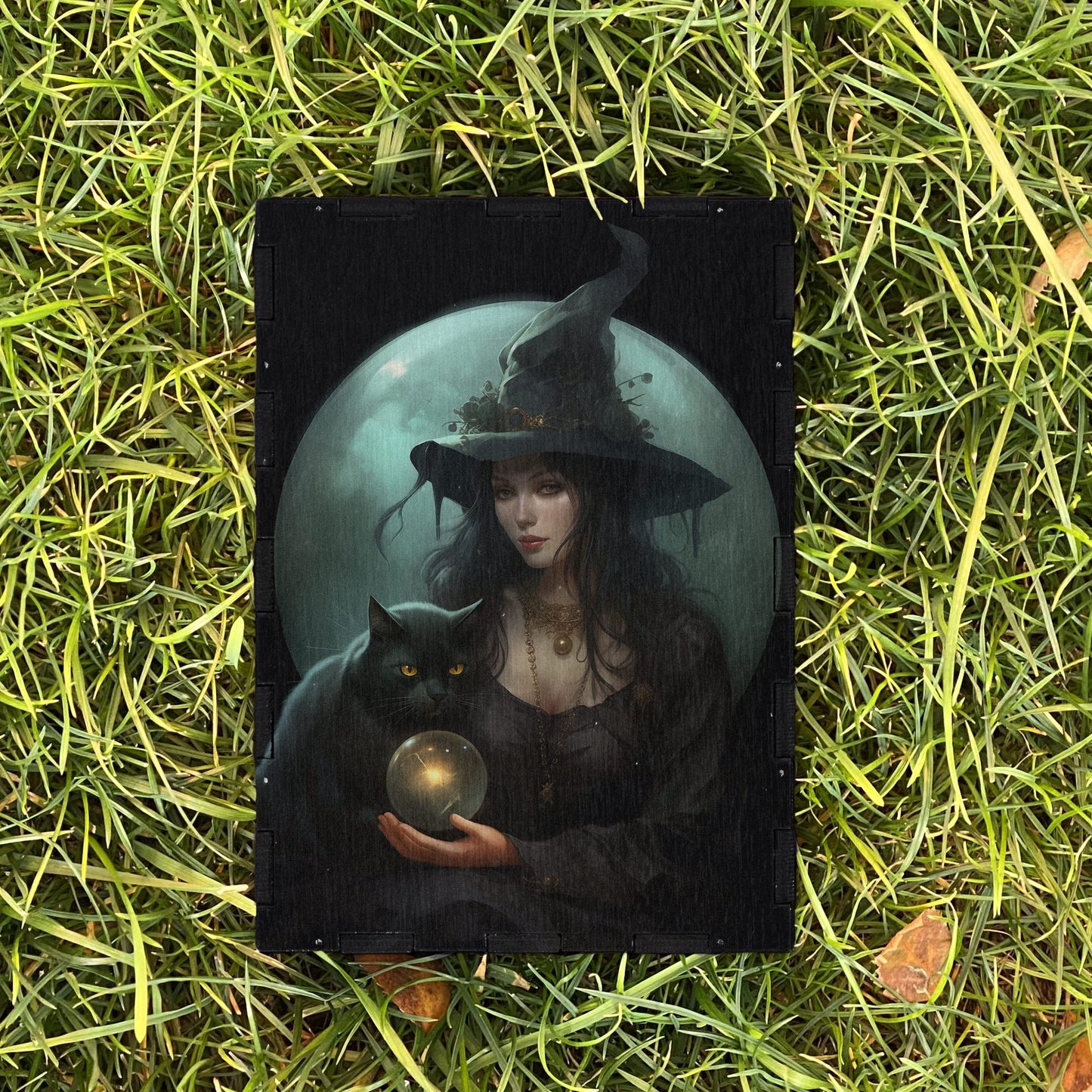 Wooden Box with Print Modern Witch