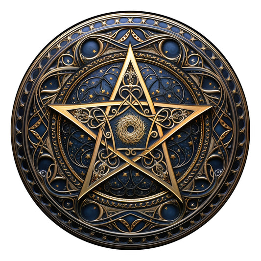 Altar Board Blue & Gold Pentacle