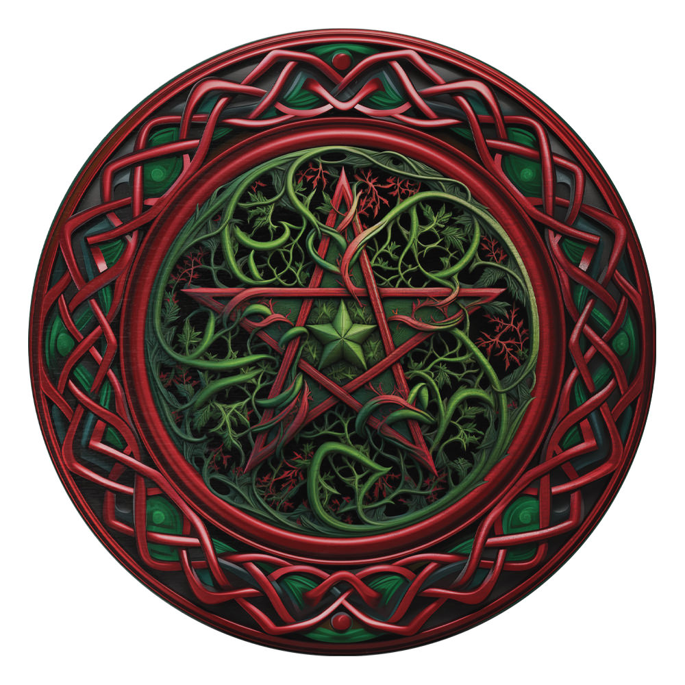Altar Board Red & Green Pentacle