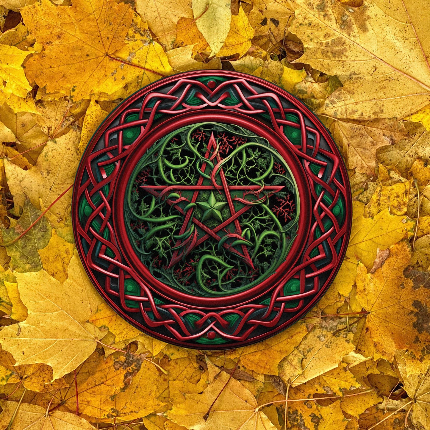 Altar Board Red & Green Pentacle