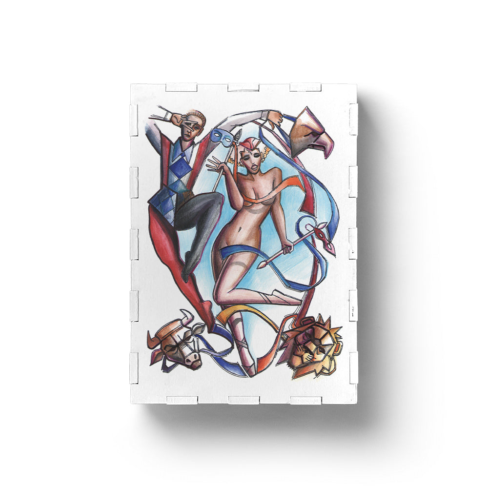 Tarot Box with Print of La Commedia a Soggetto Tarot