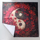 Altar Cloth Yin Yang in Red Flowers
