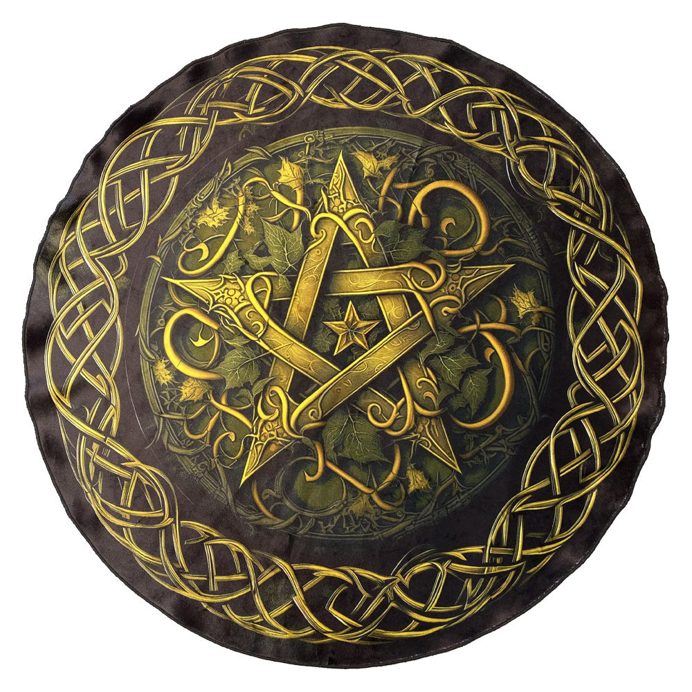 Round Altar Cloth Yellow Pentagram