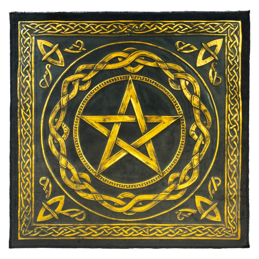 Altar Cloth Monochrome Golden Pentacle