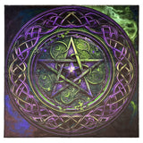 Altar Cloth Purple&Green Pentagram